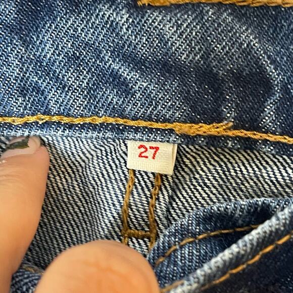 Levi’s High Rise Deconstructed Skirt Women's Size 27 Blue Denim Distressed - Picture 6 of 7